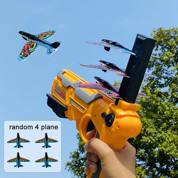 Flying Airplane Launcher Gun Toy With Foam Glider Planes