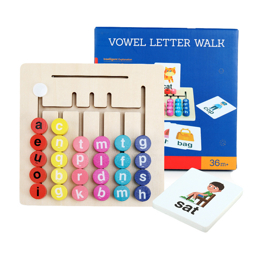 Wooden Montessori Vowel Letter Walk Game | Spelling & Phonics Learning Toy for Kids 3+