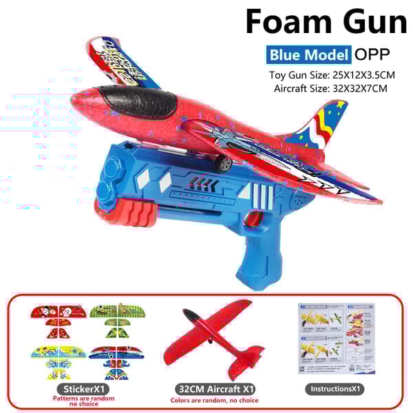 Flying Airplane Launcher Gun Toy With Foam Glider Planes