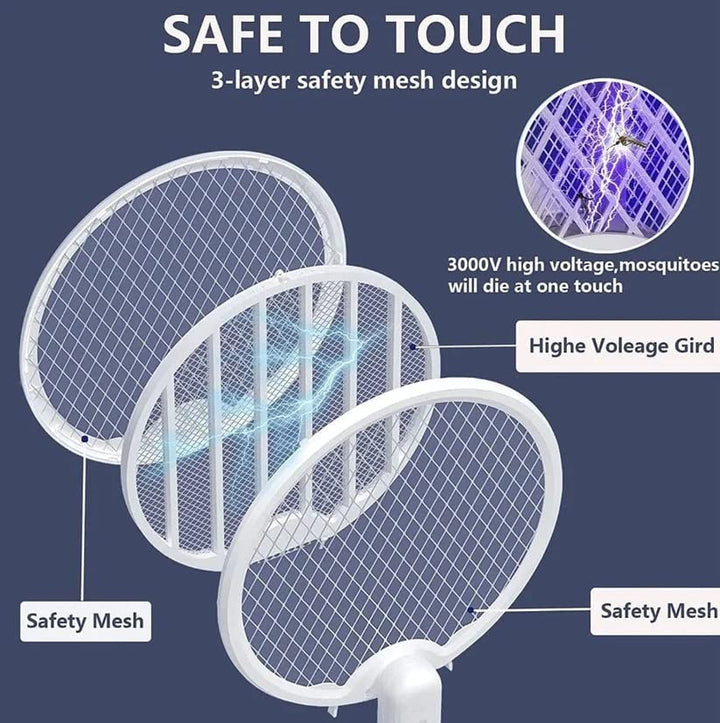 2 in 1 Mosquito Bat Killer Racket Electric Mosquito Racket Bat with UV LED Light Lamp