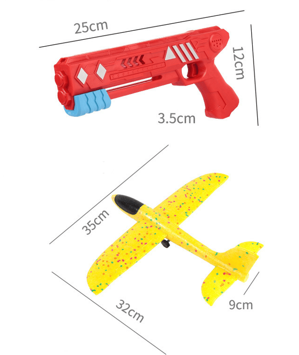 Flying Airplane Launcher Gun Toy With Foam Glider Planes