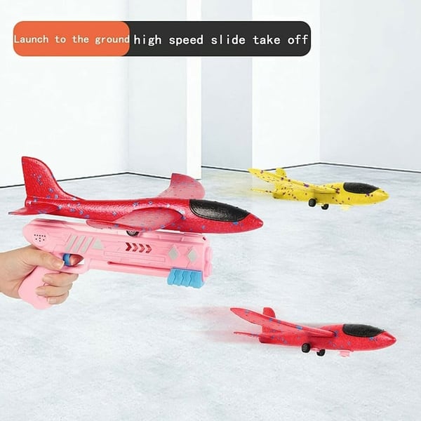 Flying Airplane Launcher Gun Toy With Foam Glider Planes