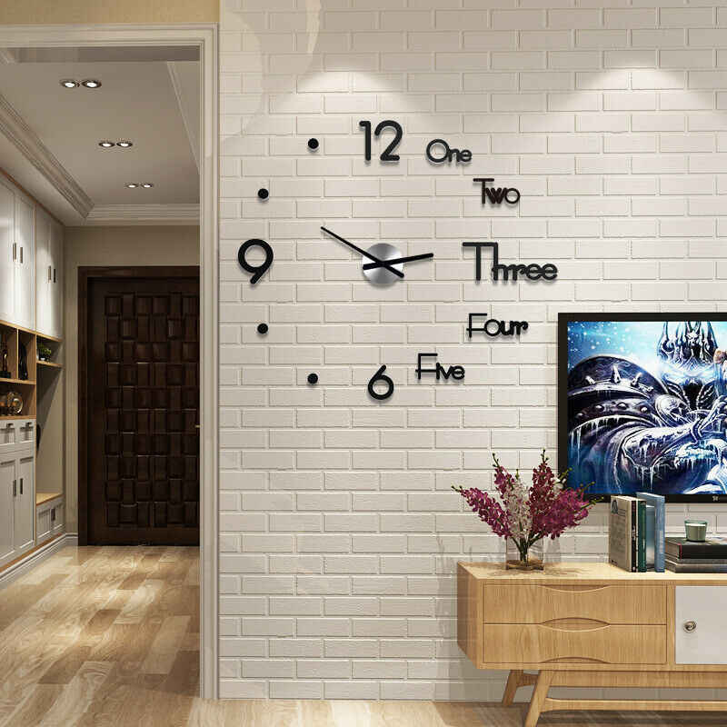 3D Mirror Frameless Wall Clock